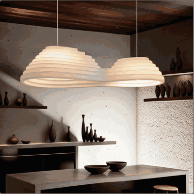 Modern aluminum acrylic chandelier, two lights, E27 bulb base - white product image 5