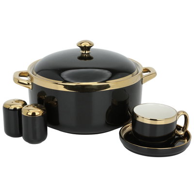 طقم سفرة بورسلان السيف غاليري، 51 قطعة، دائري - أسود product image 2