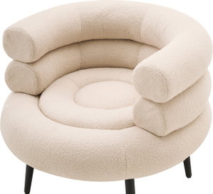 كرسي مودرن خشب MDF، 73×65×48 سم، قماش بوكلية - بيج product image