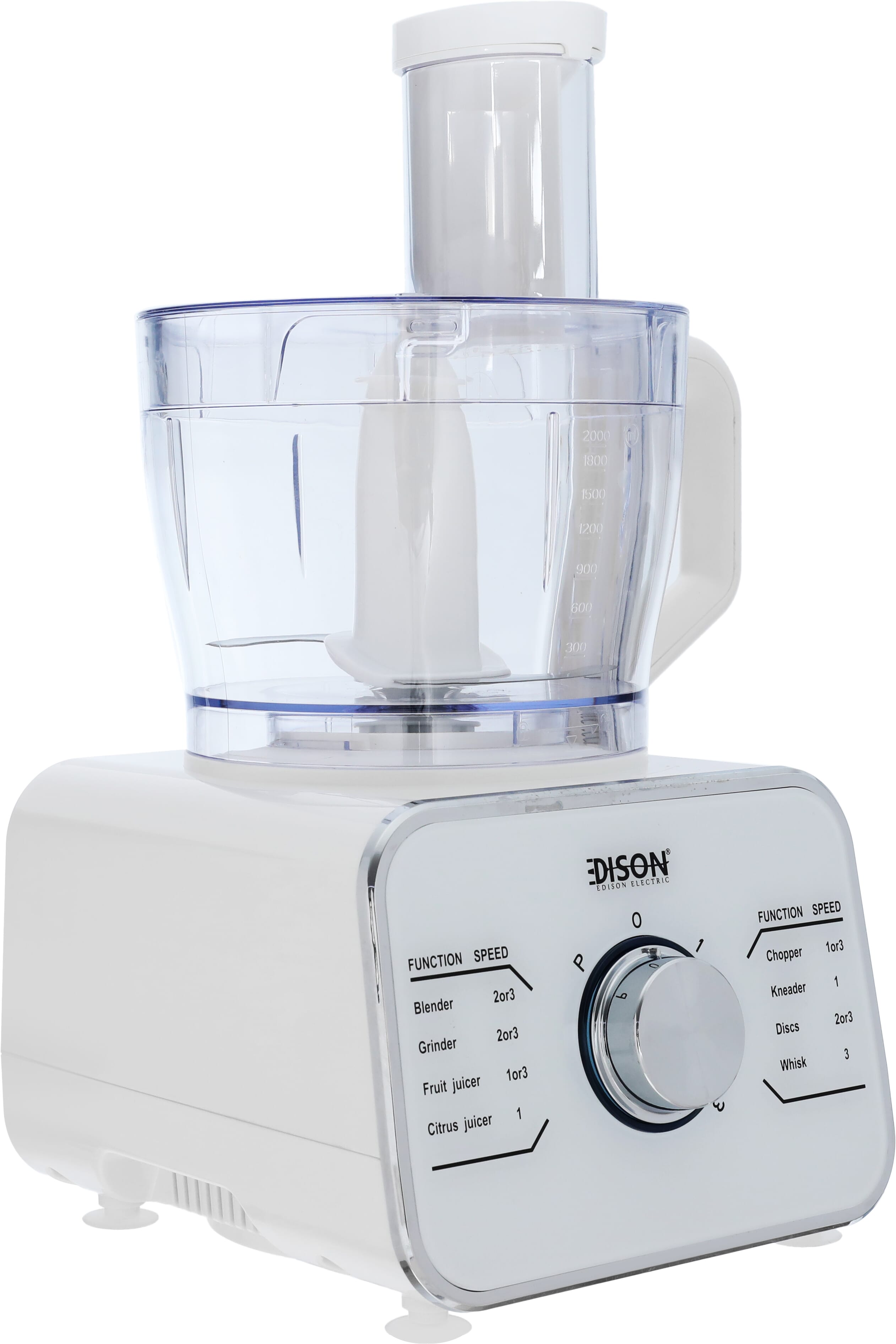 Edison Food Processor, 1100 Watt, 3.2/1.5 Liter, 3 Speeds - White product image 8