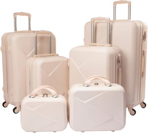 طقم شنط سفر ABS ليمرا، 6 مقاسات، 4 عجلات، زاويه 360 درجة، LMA-887 - بيج product image