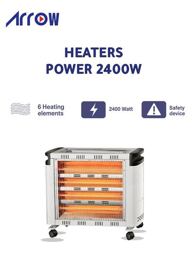 دفاية كهربائية ارو، 2400 واط، 4 شمعة، 4 عجلات، RO-CP2600H - ابيض product image 4