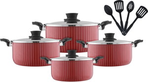 Tefal NeoFlon Aluminum Cookware Set, 4 Pots, 3 Spoons - Red product image 2