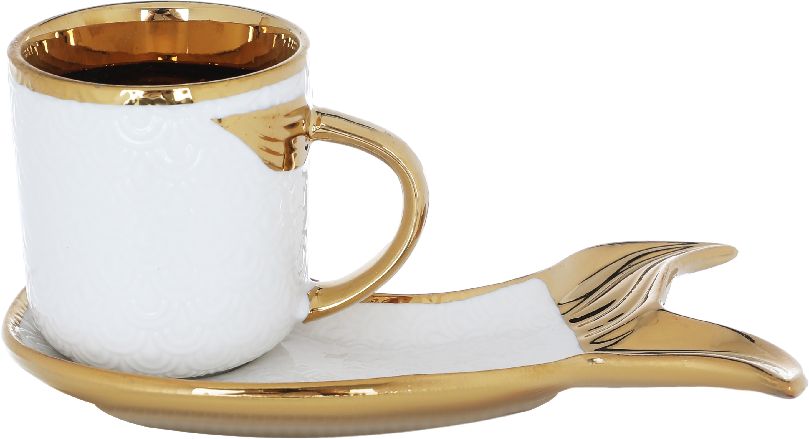 Al Saif Gallery Porcelain Coffee Cups And Saucers Set, 12 Pieces - Golden White product image 2