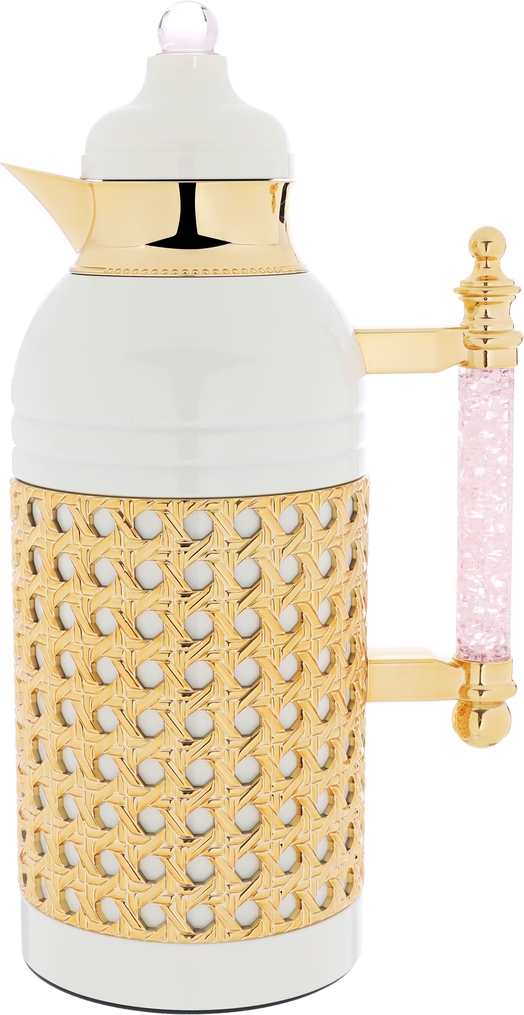 Al Saif Gallery Sarah thermos set, 1 liter, crystal handle, thermal glass inner case, steel outer case - pearl product image 4