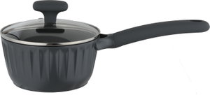 Robust aluminum casserole dish, 16cm, plastic handle, glass lid, Teflon interior - dark gray product image 2