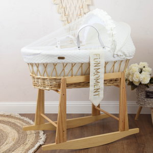 سرير موسى قطن فان مومنت، 76×42×76 سم، حامل خشب - ابيض product image