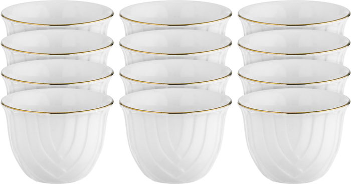 طقم فناجين قهوة عربية بورسلان السيف غاليري، نقش مموج، 12 قطعة - أبيض product image 1