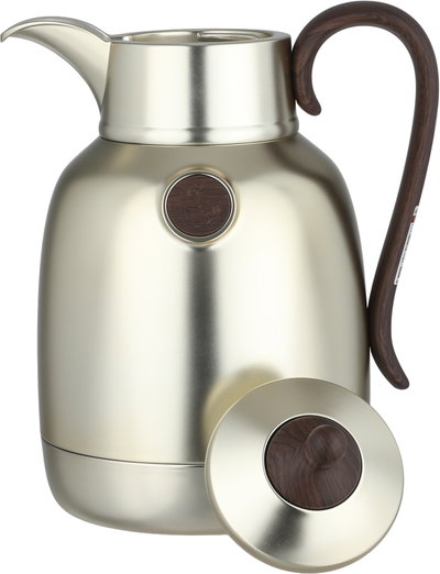 Lalooza Bran Thermos Set, 0.7/1 Liter, Glass Interior, Push-Button Lid - Matte Wood Finish Silver product image 10