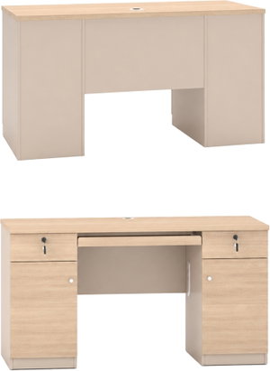 مكتب إداري خشب MDF، 140x60x75 سم - خشبي فاتح بيج product image