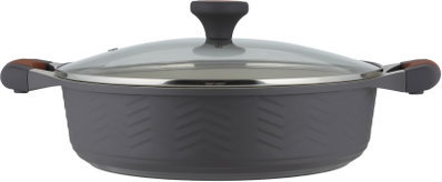 طقم قدور داي كاست الومنيوم روبوست، 9 قطع، غطاء زجاج، يد سيليكون - رمادي غامق product image 7