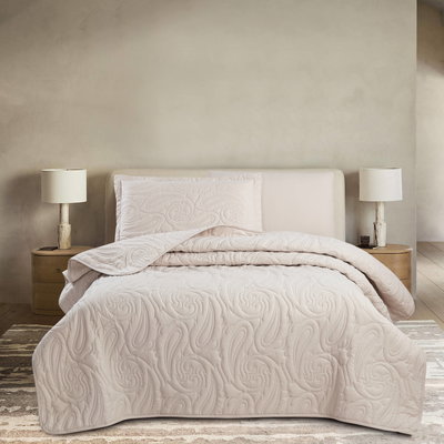 طقم لحاف بيزلي مايكروفايبر، 260x235 سم، نفرين، 6 قطع - بيج فاتح product image 3