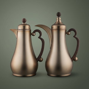 Al Saif Gallery Al Asalah Thermos Set, 1 + 1 Liter, 2 Pieces, Inner Glass Case, Stainless Steel Outer Body - Dark Bronze product image