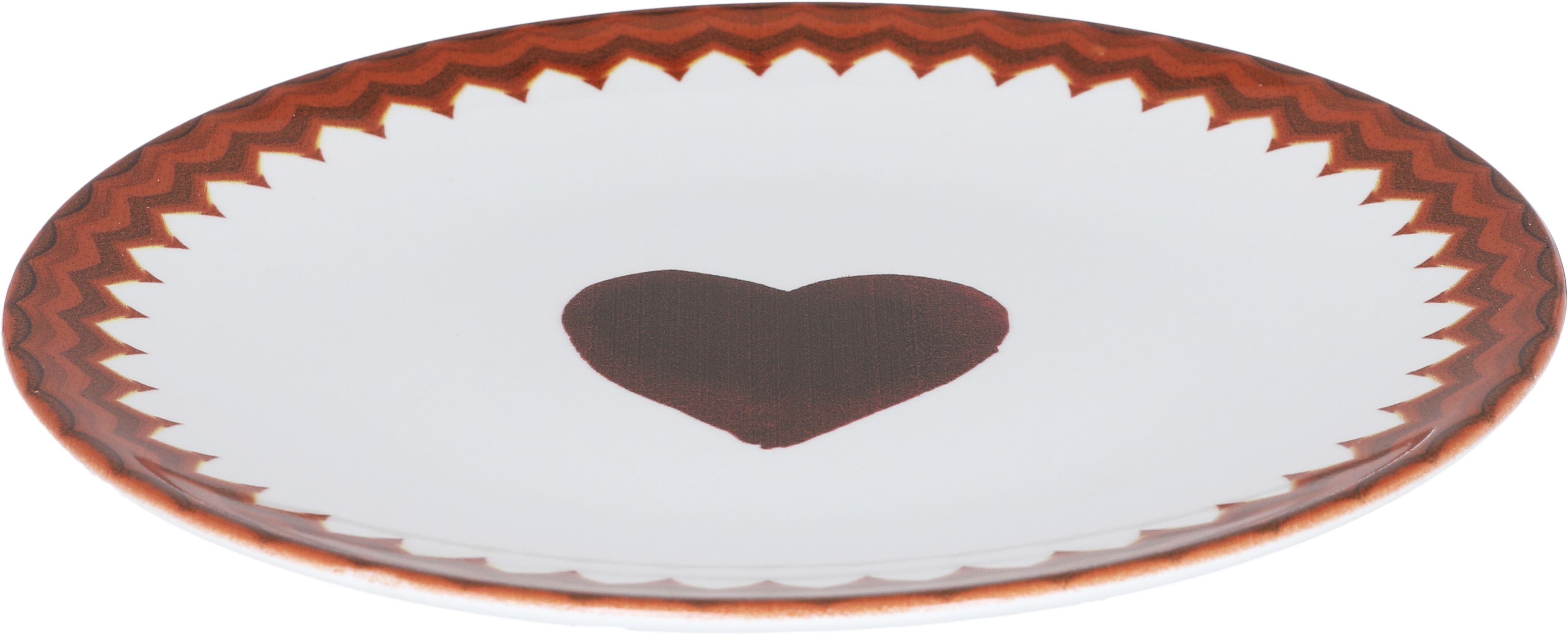 Al Saif Gallery porcelain serving plate, round, 20 cm, heart pattern - brown product image