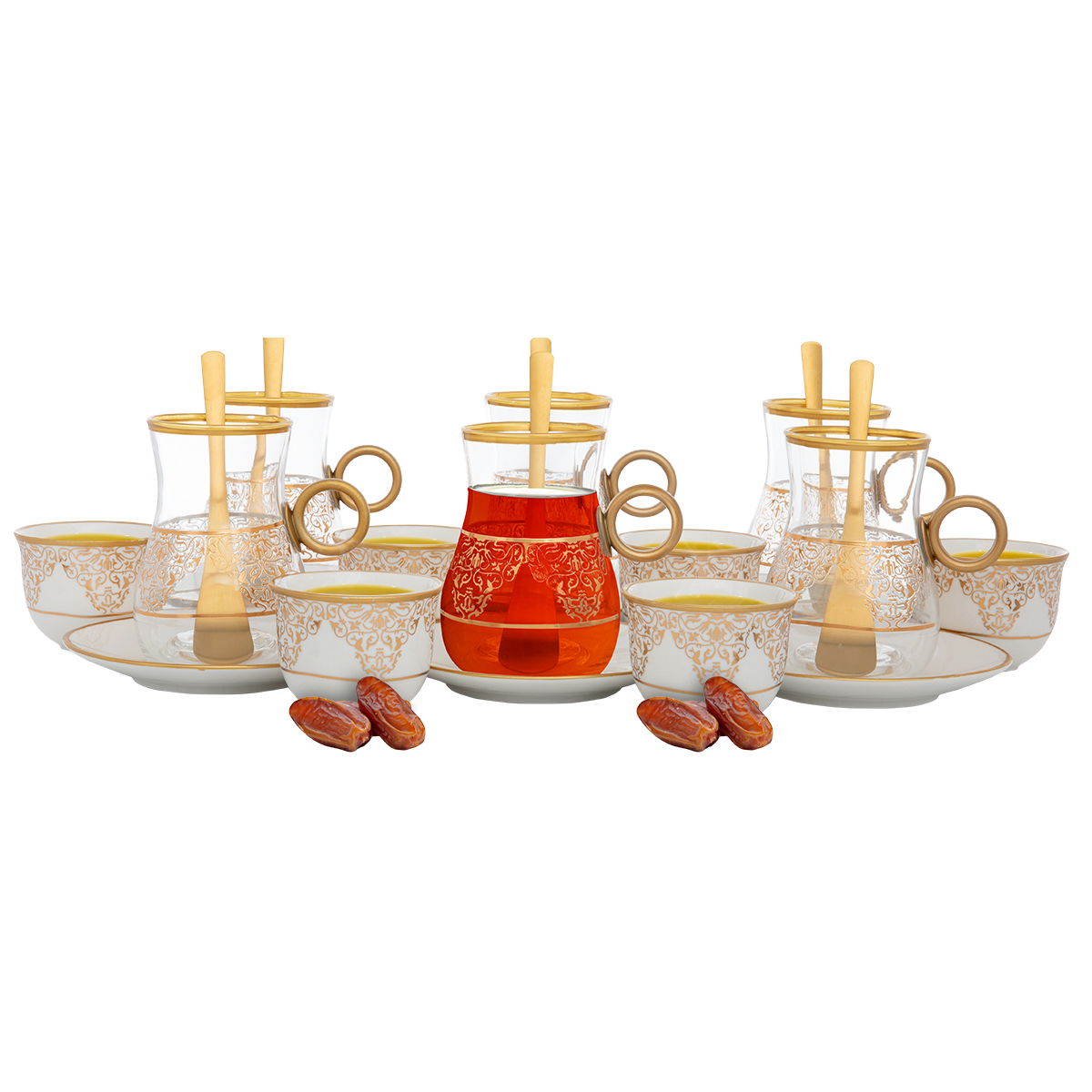 Al Saif Gallery teacups and cups set, 24 pieces, gold-white decoration product image