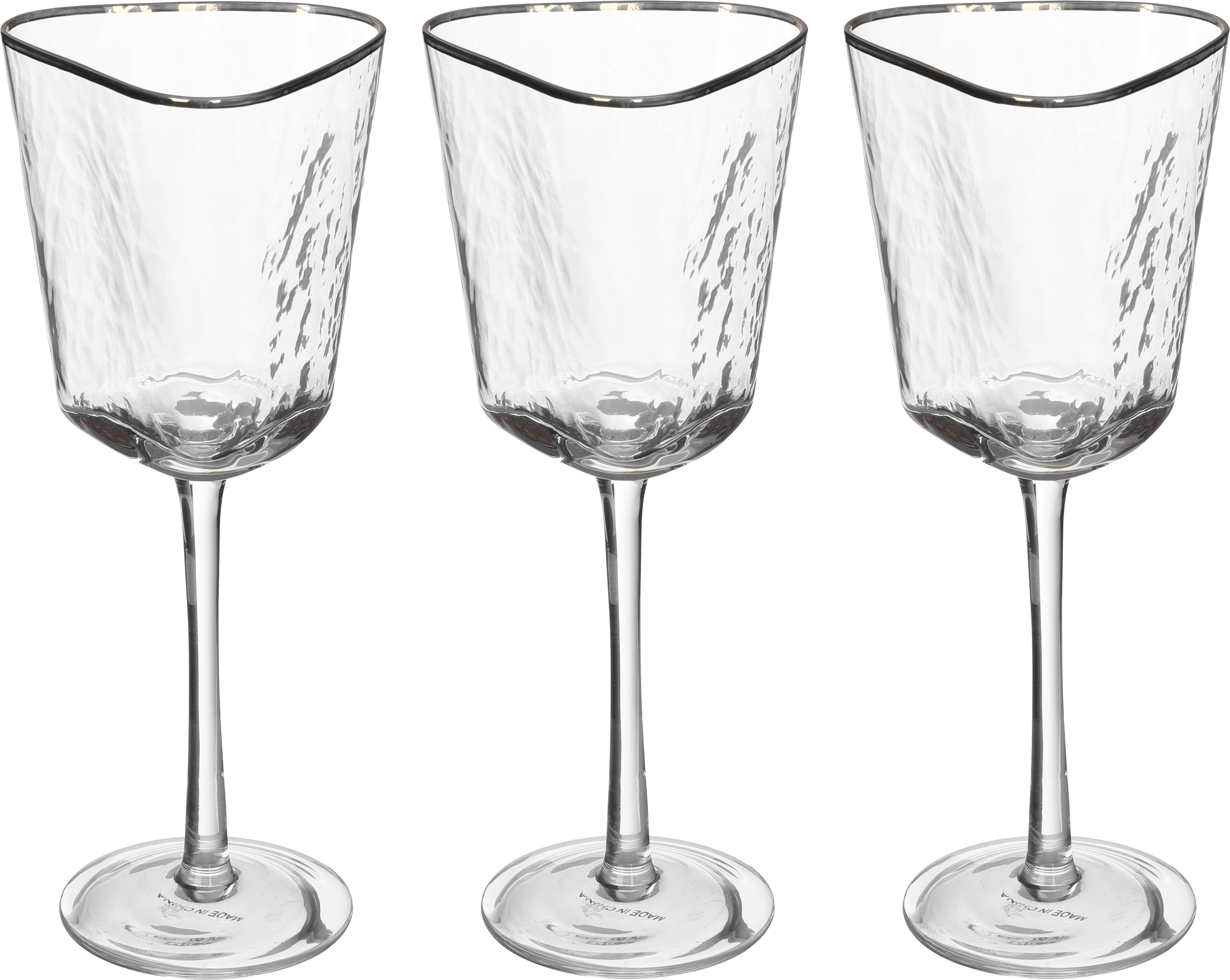 Al Saif Gallery glass juice cups set, 22 x 9 x 9 cm, triangle with base, 3 pieces - transparent product image