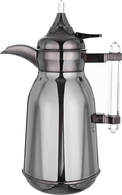 Al Saif Gallery Shahad thermos set, 1 liter, thermal glass inner shell, plastic outer shell, 2 pieces - dark silver product image 3