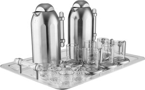 Al Saif Gallery Terhab Thermos Set, 21 Pieces, Cups with Saucers, Coffee Cups, Saucer, Transparent Handle - Silver Transparent product image 2