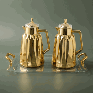Al Saif Gallery Lamia thermos set with Tofreya , glass inner container, plastic outer shell - gold product image