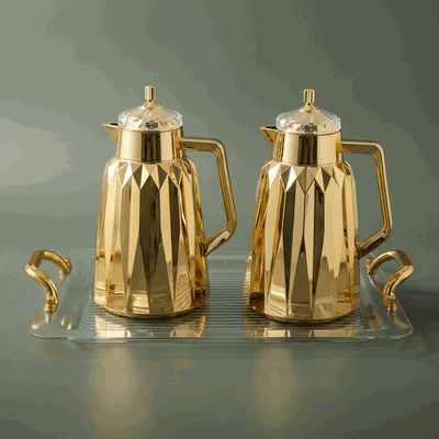 Al Saif Gallery Lamia thermos set with Tofreya , glass inner container, plastic outer shell - gold product image 1