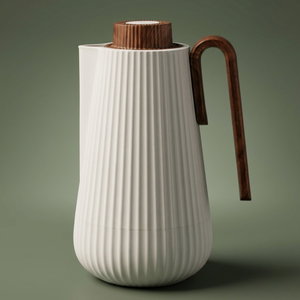 Glory Sumo Thermos, 1 liter, wooden handle, glass interior, pusher - white wooden product image