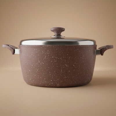 Saflon Granite Cooking Pot, 7 L, 28 cm, Lid - Dark Beige product image 1