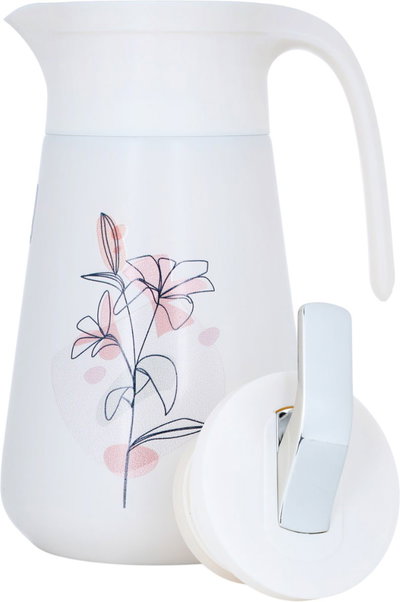 Al Saif Gallery Gloria Thermos, 1 Liter, Stainless Steel Inner Container, Stainless Steel Outer Body, Push Button - Cream product image 4