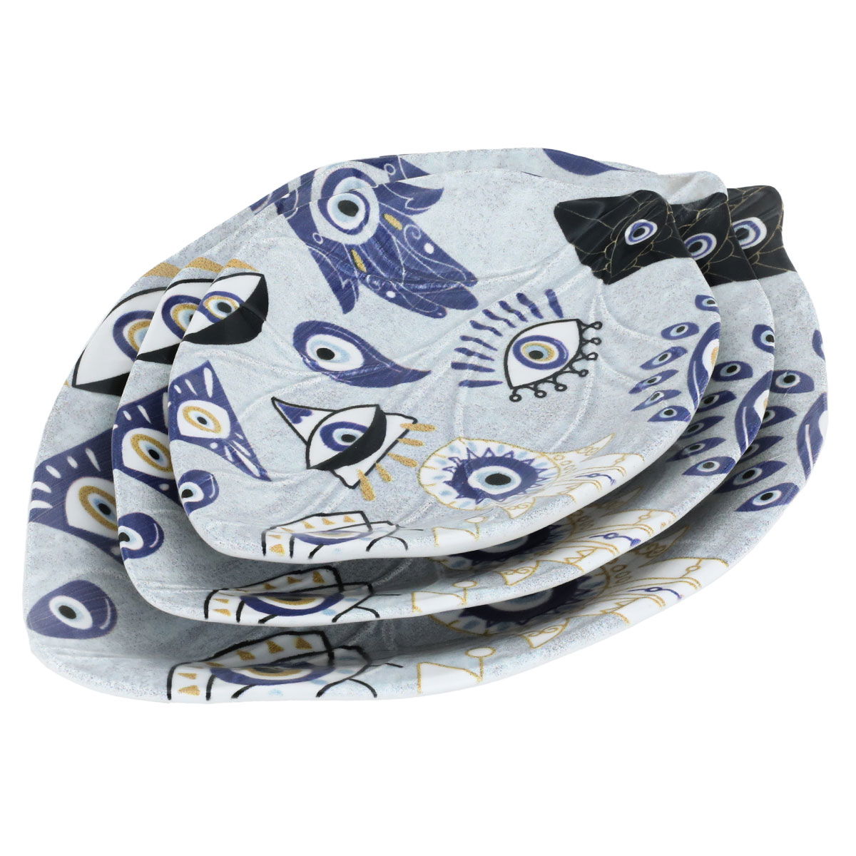 Al Saif Gallery porcelain serving plate set, 3 pieces, eye pattern - blue product image