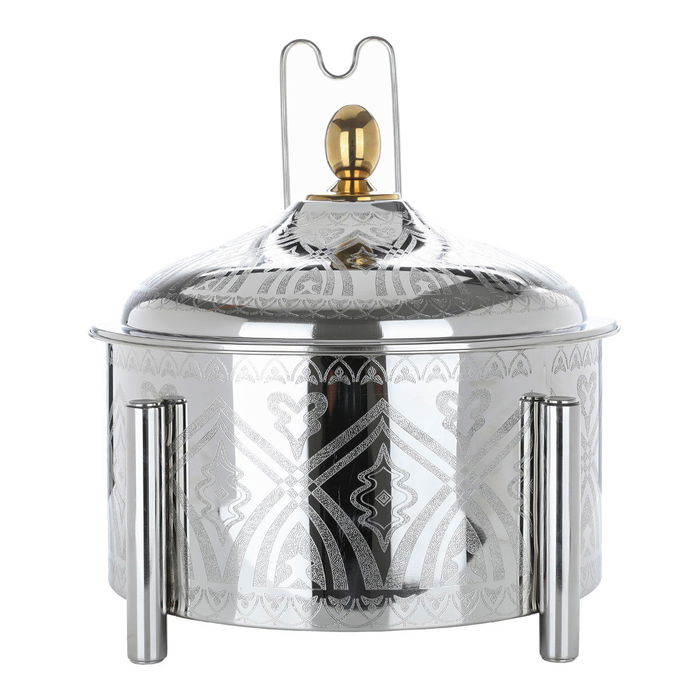 Double Pot Food Warmer with Embossed Lid 8000ml - Silver product image 1