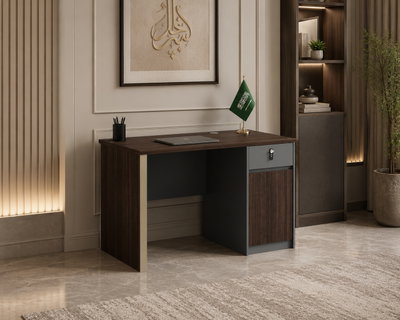 مكتب إداري خشب MDF، 120x60x75 سم - بني غامق رمادي product image 3