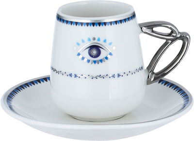 Al Saif Gallery porcelain coffee cup set, eye pattern, with saucer, 12 pieces - white product image 2