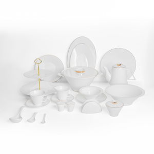 Alsaif Gallery Porcelain Dinner Set, 65 Pieces, Gold-White Rim product image