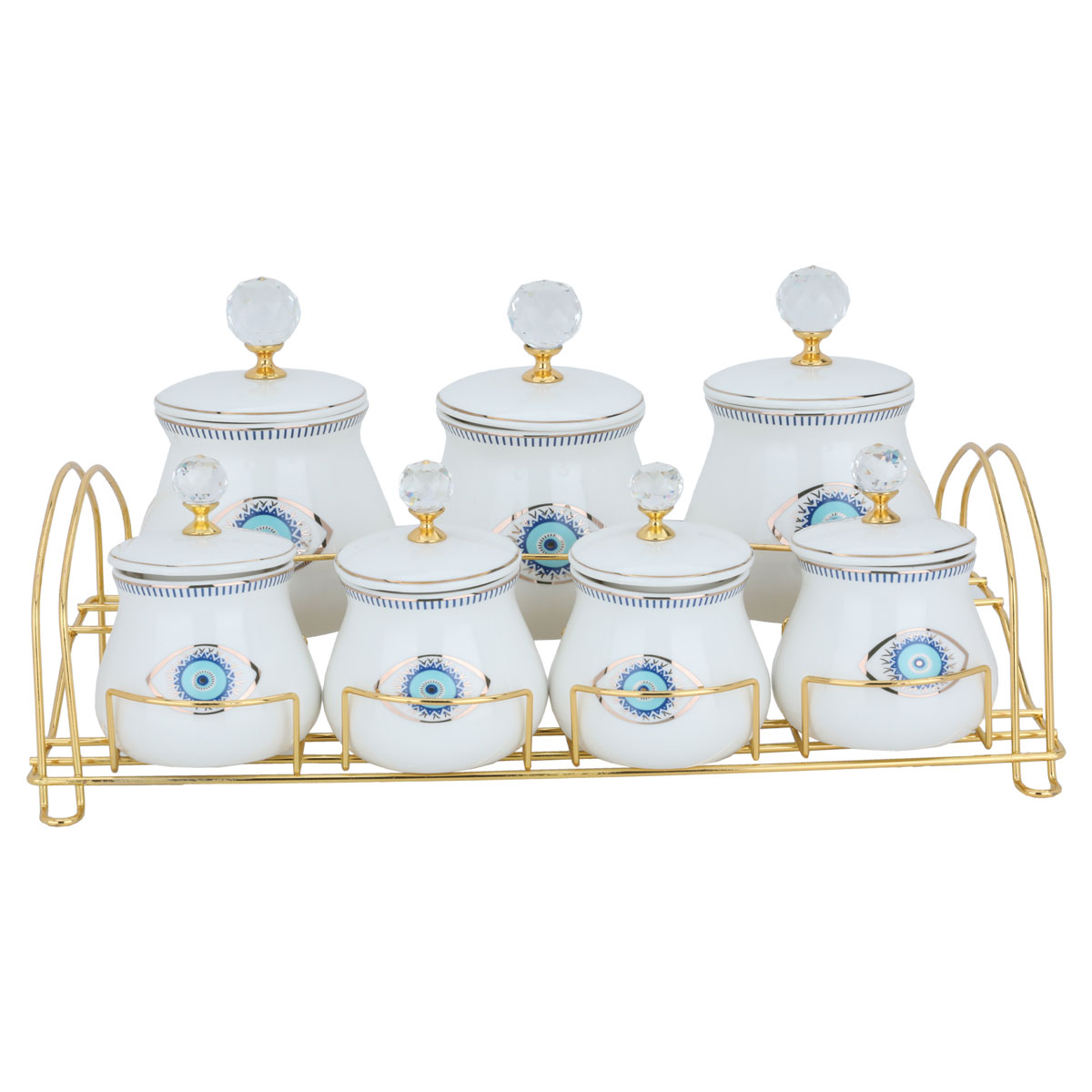 طقم علب بهارات بورسلان السيف غاليري، 8 قطع - ابيض ازرق product image