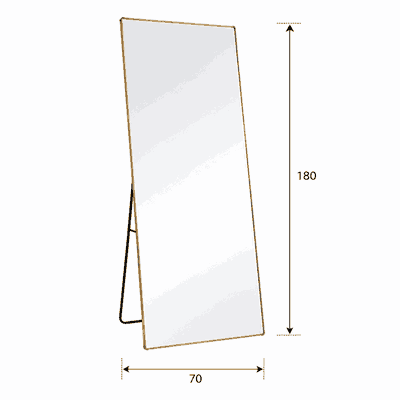 مراية ستاند زجاج، 180×70 سم، ستاند معدن - ذهبي product image 3