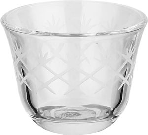 Al Saif Gallery Glass Cup and Tea Set, 18 Pieces, Stainless Steel Saucers, 12cm, Floral Pattern - Clear Silver product image 2