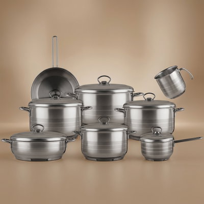 Mr. Cook Stainless Steel Cookware Set, 14 Pieces - Silver product image 1