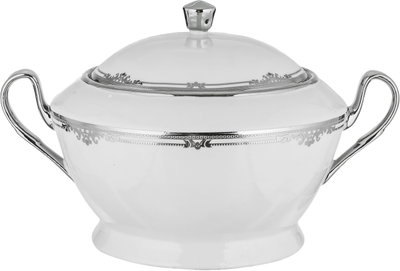 طقم سفرة بورسلان ريدج، 122 قطعة - ابيض فضي product image 15