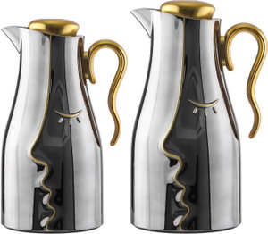Al Saif Gallery Hawaa Thermos Set, 0.7/1 Liter, 2 Pieces, Inner Glass Case, Outer Plastic Body - Glossy Black product image 2