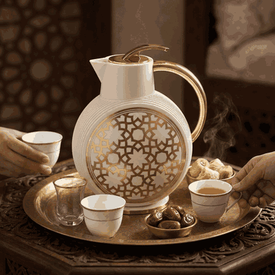 Glory Al-Jawhara Thermos, 900 ml, glass inner container, plastic outer shell - beige product image 2