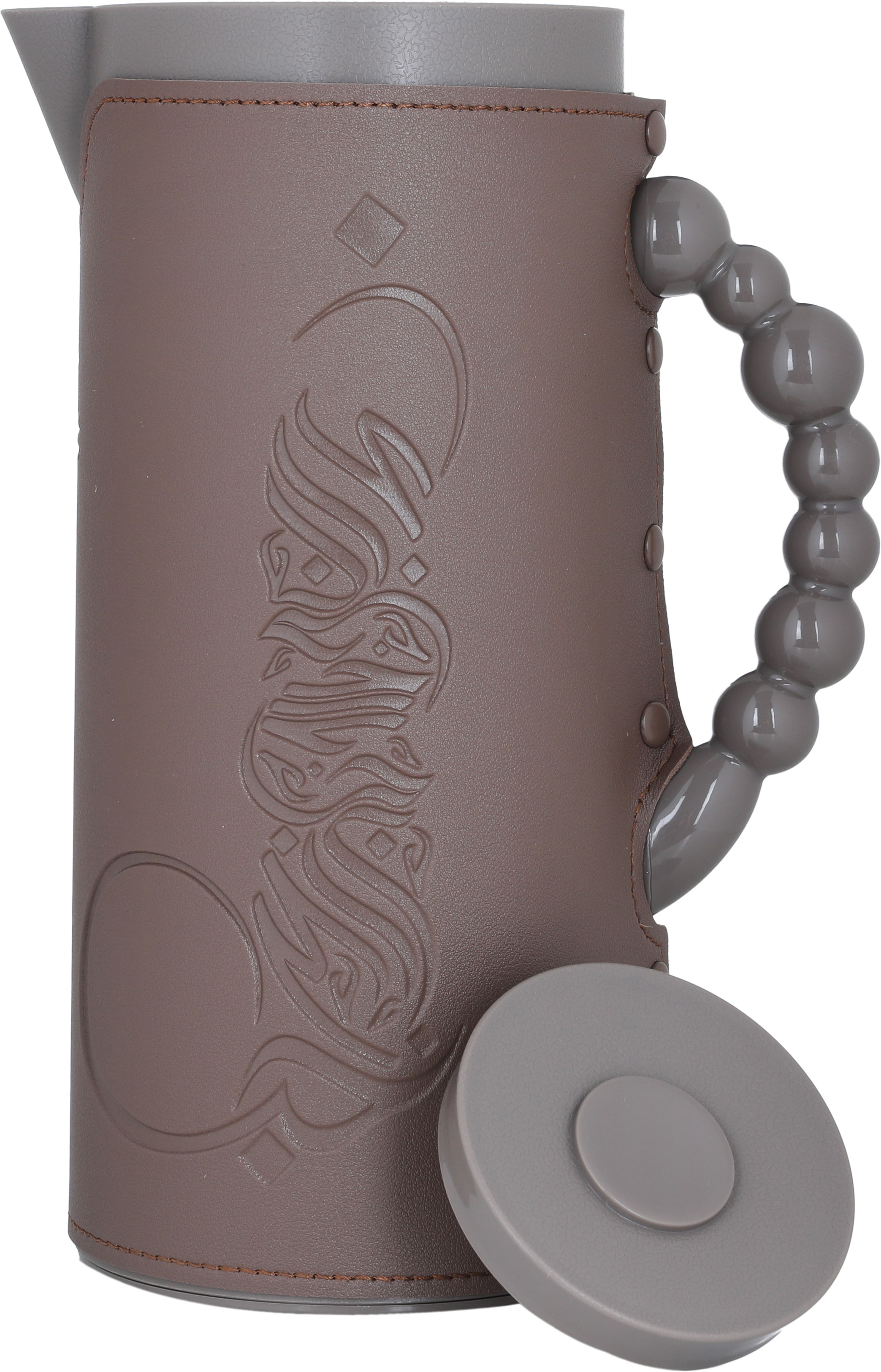 Al Saif Gallery Royal 7 glass thermos, 1 liter, with leather cover, glass inner case, plastic outer body - brown product image 3