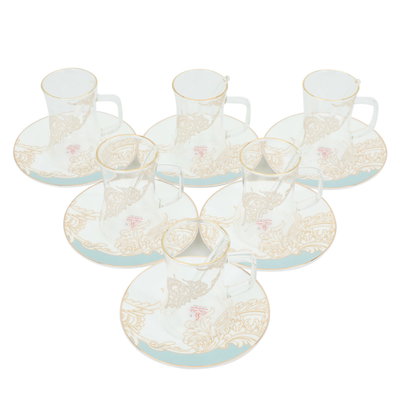 Al Saif Gallery Porcelain Coffee Cups and Teapots Set, 27 Pieces - Golden White product image 2