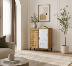 Modern MDF wooden buffet, 95×80×35 cm - wooden white product image