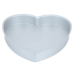 Bake Chef Aluminum Cake Mold, Heart Shape, Removable Base, 14x2 inch - Silver product image 2