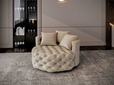 كرسي مودرن خشب سويدي، 120x120x70 سم، قماش مخمل - بيج product image 3