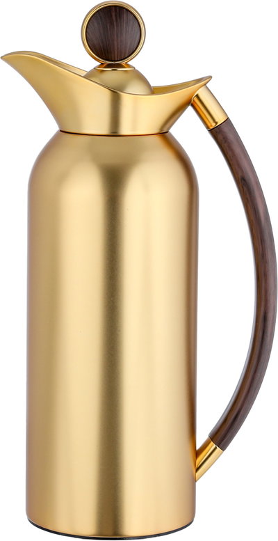 Al Saif Gallery Al Thuraya Thermos Set, 2 Pieces, 1/1 Liter, glass interior, black handle, gold push-button lid product image 7