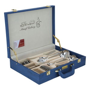 Al Saif Gallery steel spoon set, blue leather bag, 72 pieces - silver product image 2