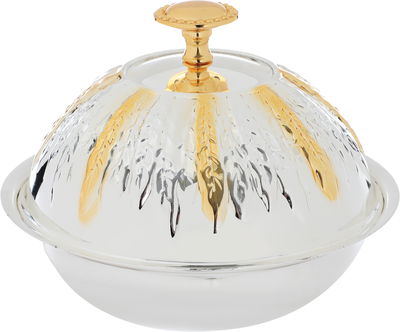 Al Saif Gallery steel plate, 14.7x14.7x7.2 cm, with lid - silver product image 1