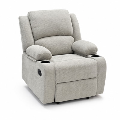 كرسي استرخاء قماش، 77x80x95 سم، بحامل اكواب، تخزين مخفي - رمادي فاتح product image 3