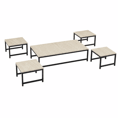 طقم طاولات خشب MDF و معدن، 5 قطع - خشبي فاتح product image 3