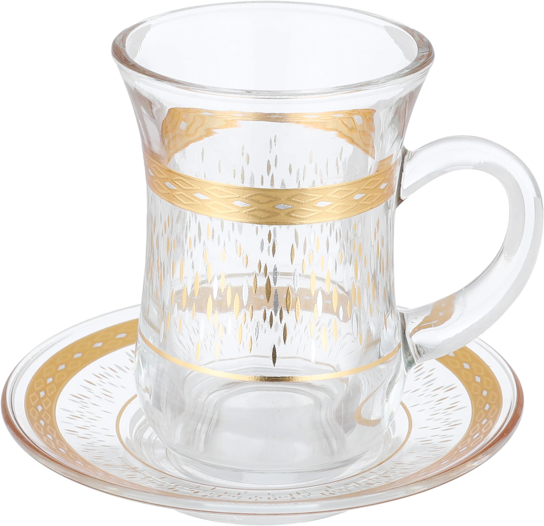 Max Glass Tea and Coffee Serving Set, 26 Pieces, Gold Embossed - Transparent product image 5